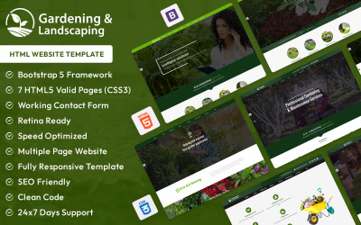 Trädgårdsskötsel och landskapsarkitektur HTML-webbplatsmall