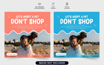 Afiche de refugio de animales y tienda de alimentos para mascotas.