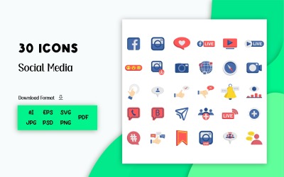 🚀 30 ícones de mídia social que instantaneamente deixam seu design com aparência profissional!