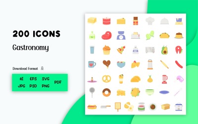 Icon Pack: Gastronomía 200 Iconos