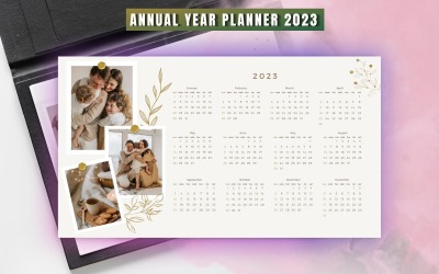 Planejador de Ano Anual 2023 Formato Pronto para Impressão