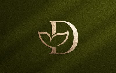Blumenschönheits-Logo-Blatt-natürlicher Buchstabe D