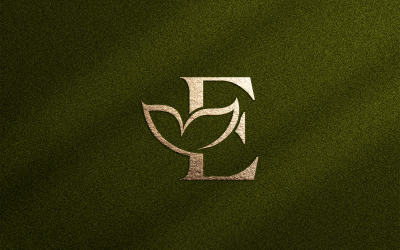 Logo Floral Beauty Leaf Natural Písmeno E