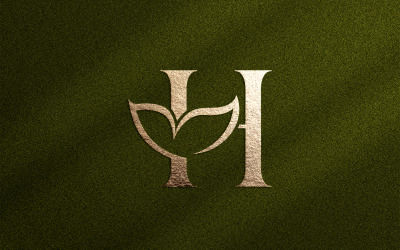 Floral Beauty Logo Leaf Natural Písmeno H