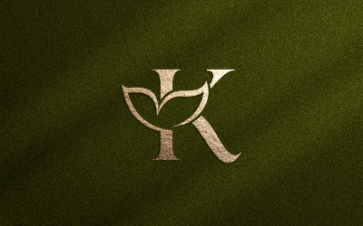 Logotipo de belleza floral Hoja Letra natural K