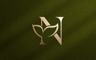 Logotipo de belleza floral Hoja Letra natural N