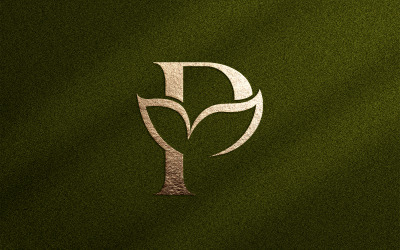 Floral Beauty Logo Folha Natural Letra P