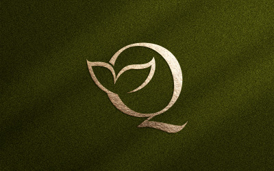 Belleza floral Logo Hoja Natural Letra Q