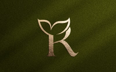 Çiçek Güzellik Logo Yaprak Doğal Harf R