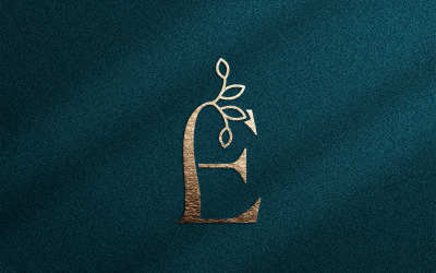 Розовое Золото Природа Листья Корона Красоты Логотип E