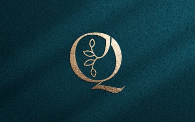 Rose Gold természet levélkorona szépség logó Q