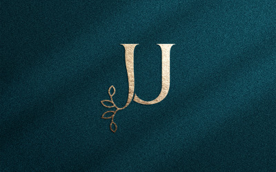 Logotipo de belleza de corona de hoja natural de oro rosa U