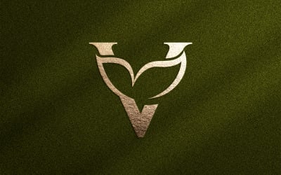 Logo květinové krásy Leaf Natural Letter V