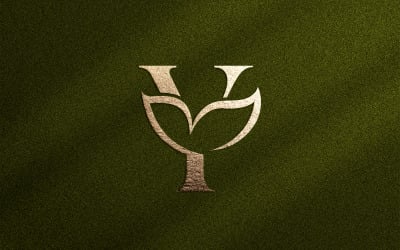 Bellezza floreale Logo foglia naturale lettera Y