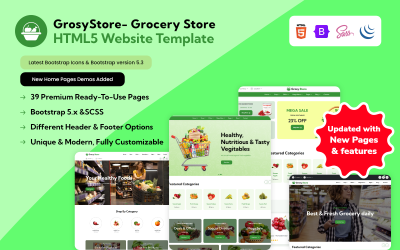 GrosyStore - Modello di sito Web HTML5 per negozio di alimentari