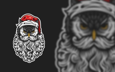 Diseño gráfico del logotipo de Papá Noel del buho