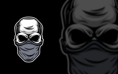 Il disegno del logo grafico della maschera del teschio