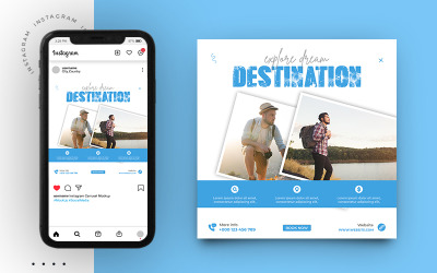 Modèle de publication Instagram de promotion de voyage et de médias sociaux
