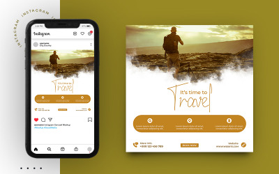 Modello di banner per post promozionali e social media per viaggi e turismo