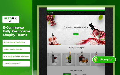 Petofly - Thème Shopify 2.0 pour magasin de vins premium polyvalent