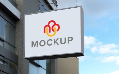 Hanging sign mockup outdoor square