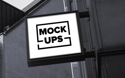 Hanging sign mockup outdoor square