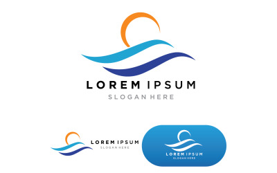 Plantilla de diseño de logotipo de playa de olas de agua versión 4