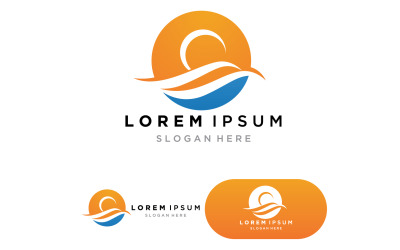 Plantilla de diseño de logotipo de playa de olas de agua versión 8