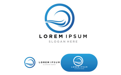 Water wave beach logo design template version 12