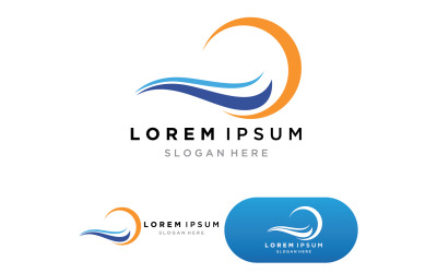 Water wave beach logo design template version 1