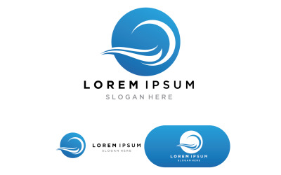 Water wave beach logo design template version 5
