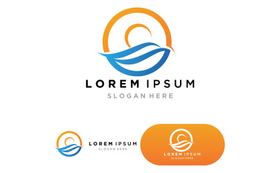 Water wave beach logo design template version 9