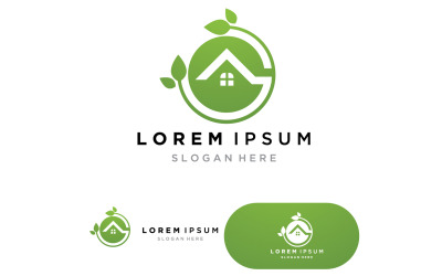 Logotipo de la hoja ecológica verde de G home v1