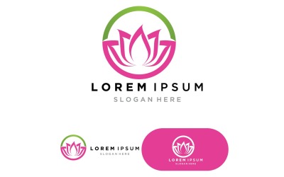 Lotus Yoga-logotypdesign lager. mänsklig meditation i lotusblomma vektor 3