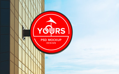 Round hanging street sign mockup