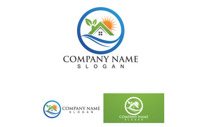 Home green leaf and sun logo v1