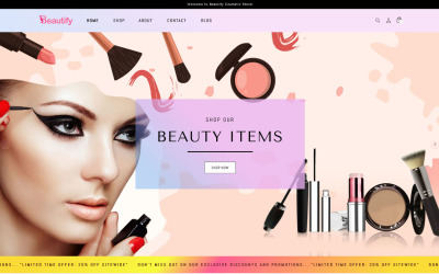 Beautify - Beauty Cosmetic Boutique hudvård shopify 2.0 Theme, Shopify webbplatsmall