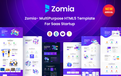 Zomia - Multi-Purpose HTML5-mall för Saas Startup