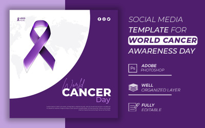 Modèle de publication sur les médias sociaux de la Journée mondiale contre le cancer 3D