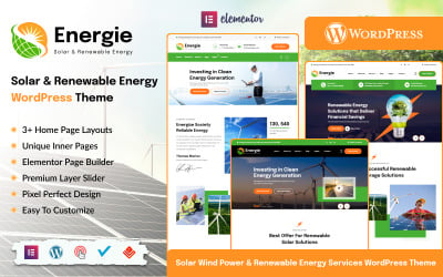Energie - Motyw WordPress dotyczący energii słonecznej i odnawialnej