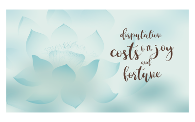 Inspirational Background Image with Blue Lotus and Inspirational Message of Dispute