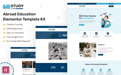 Studycare - Web Elementor Template Kit pro vzdělávání v zahraničí