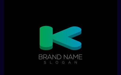 Vettore di logo K 3D | Gradiente 3D lettera K Vector Logo Design