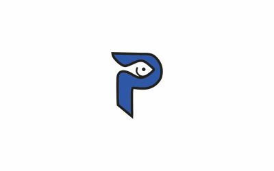 Ryba litera P streszczenie szablon Logo