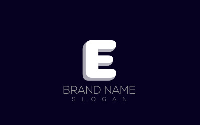 3D E Logo Vektor | 3D bokstaven E-logotypdesign