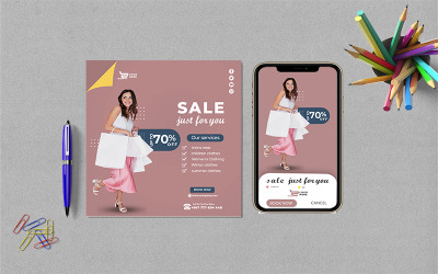 Modello di negozio che vende gli ultimi vestiti di moda