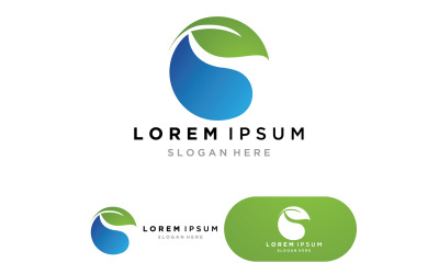 Plantilla de logotipo de agua y hojas ilustración vectorial v1