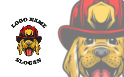 Conception de logo graphique de pompier de chien