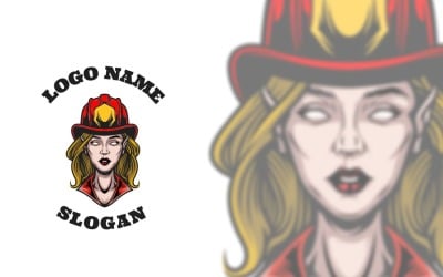 Female Firefighter Graphic Logo Design