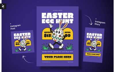 Easter Egg Hunt Flyer - Retro Groovy
